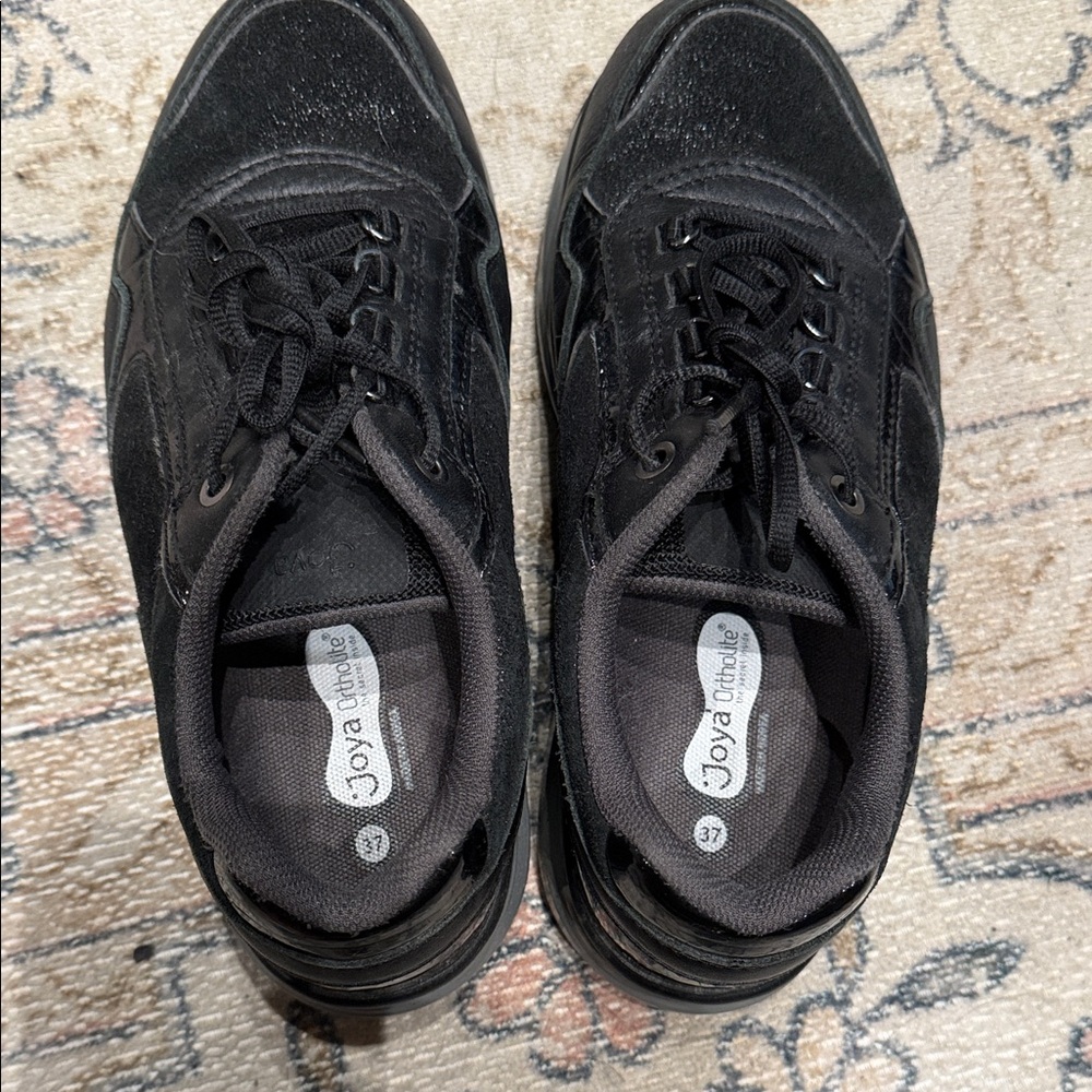Joya Black Lace-Up Women's Sneakers 37 or 6.5  7 - Picture 2 of 9